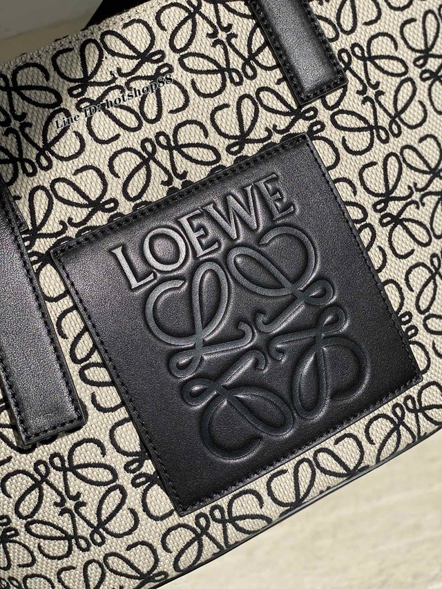 Loewe專櫃2022最新黑白大象菜籃子手提包 羅意威印花帆布媽咪包手提肩背女包 10168 lyw1041